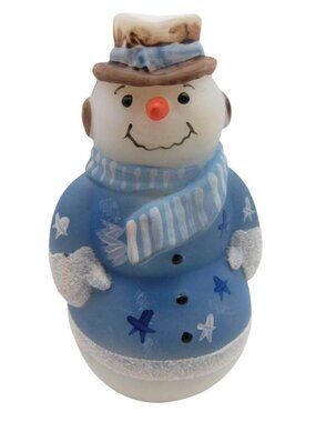 Fenton Handpainted Sky Snowman Figurine Signed Opal Satin White FLAW